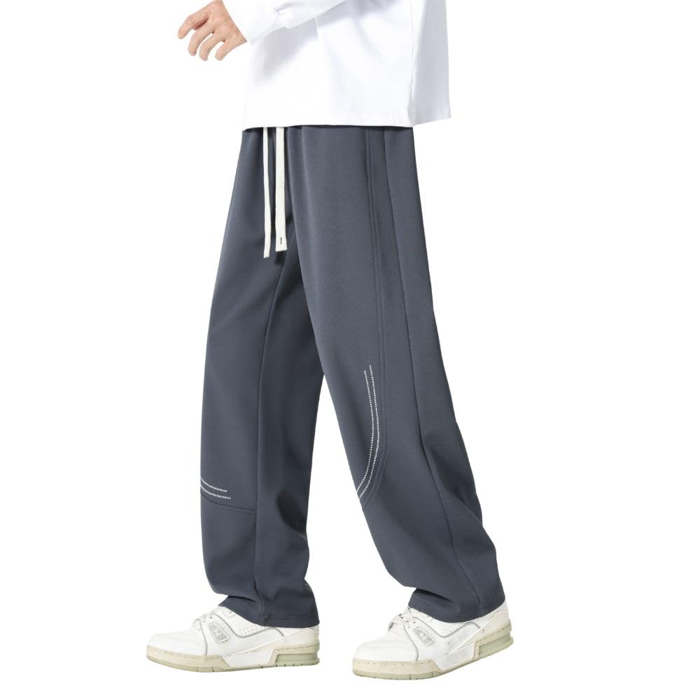 

Aaronlive Casual Work Solid Straight Loose Simple Sports Stylish Fall Drape Casual Blue Size 2XL Men s Spring/Autumn Pants, Pants, Color, Leg, Fit,