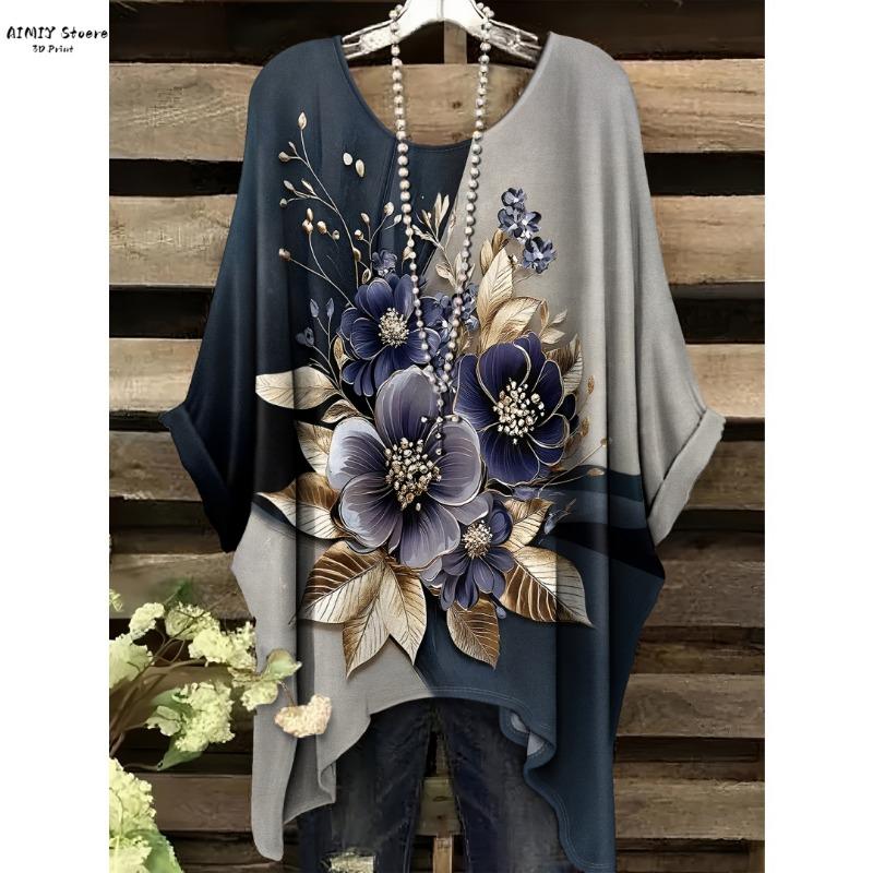 2025 Women's Casual Short Sleeve T-Shirt - Round Neck Butterfly & Dandelion Seed Print Relaxed Fit Durable Comfort Top Women