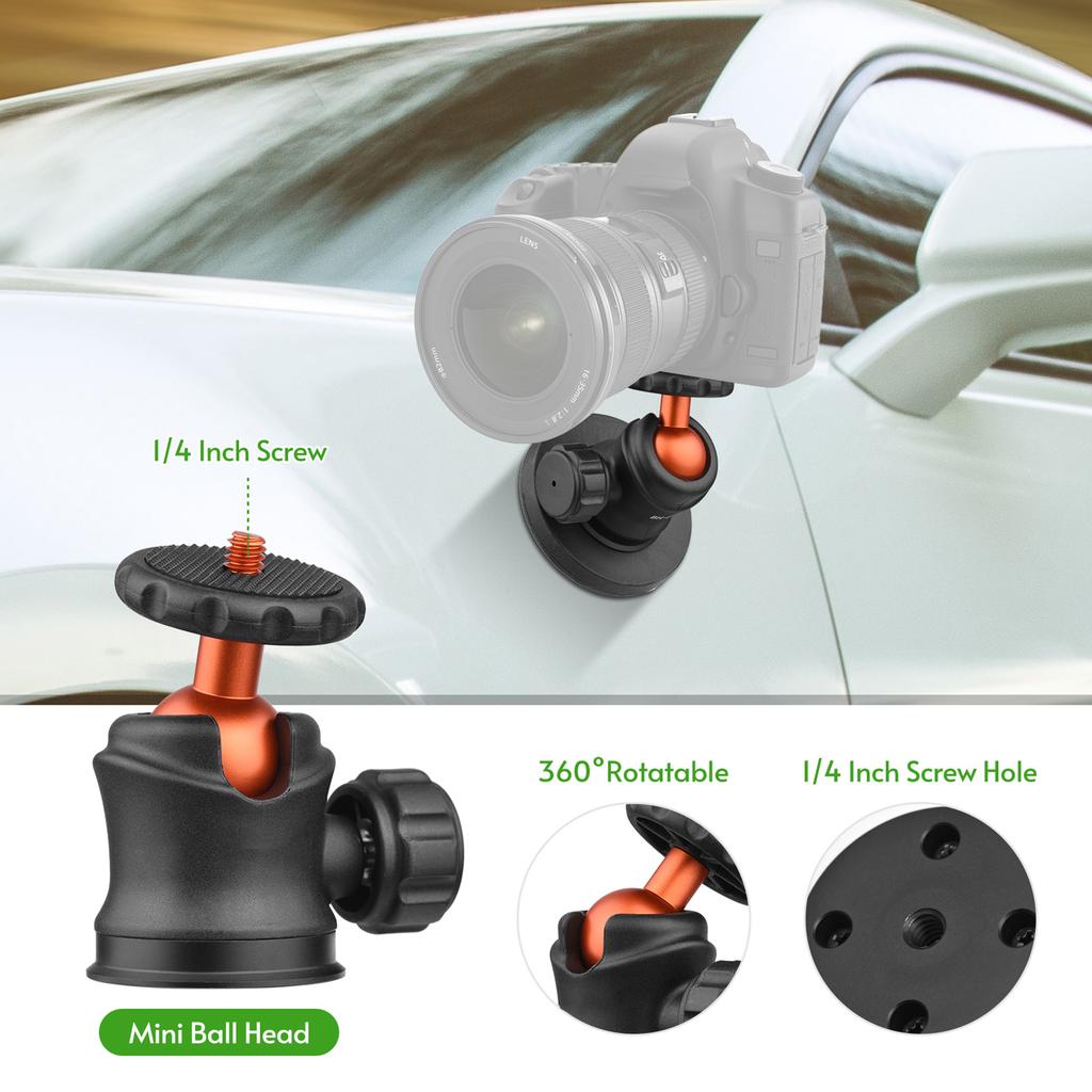 UURIG BH 07 Mini Ball Head Camera Tripod Mount 1 4 Inch Screw with Magnetic Base Sports Camera Mount Adapter