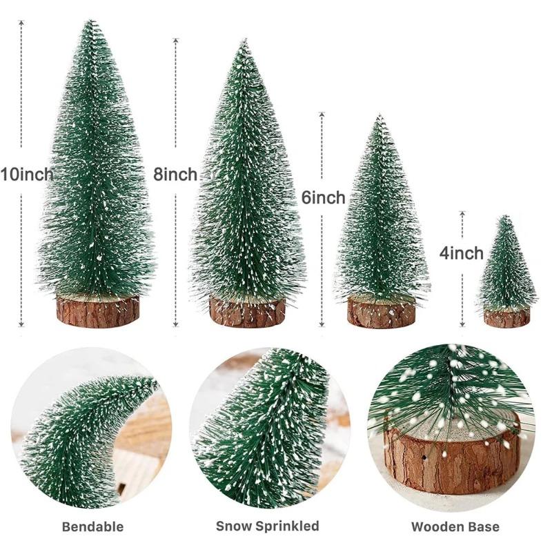Mini Weihnachtsbaumdeko mit schneebedeckter Kiefer DIY Ornamente Winter Schnee Ornamente Bäume für Weihnachtsfeier Heimparty Neujahrsdeko