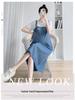 2023 Trendy Maternity Summer Dress - Stylish Loose Mid-Length Splicing Suspender Skirt (Fake Two-Piece)