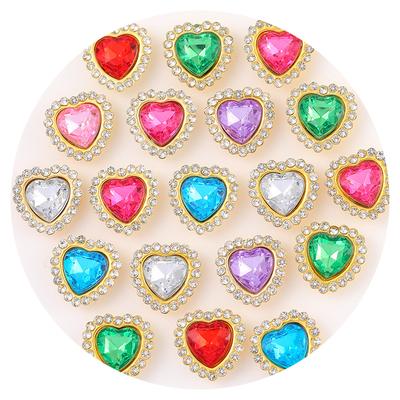 20 Pcs 16mm Peach Heart Sewing Claw Rhinestones Beads Buttons Stones Sew On Diy Clothes Sewing Accessories