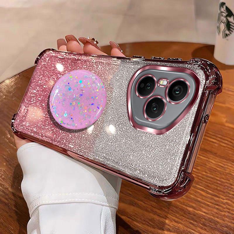 Luxury Shockproof Glitter Holder For Silicone Ring Honor400pro Case For Honor 400 pro Lite X8C X8B X8A With Holder Stand Cover