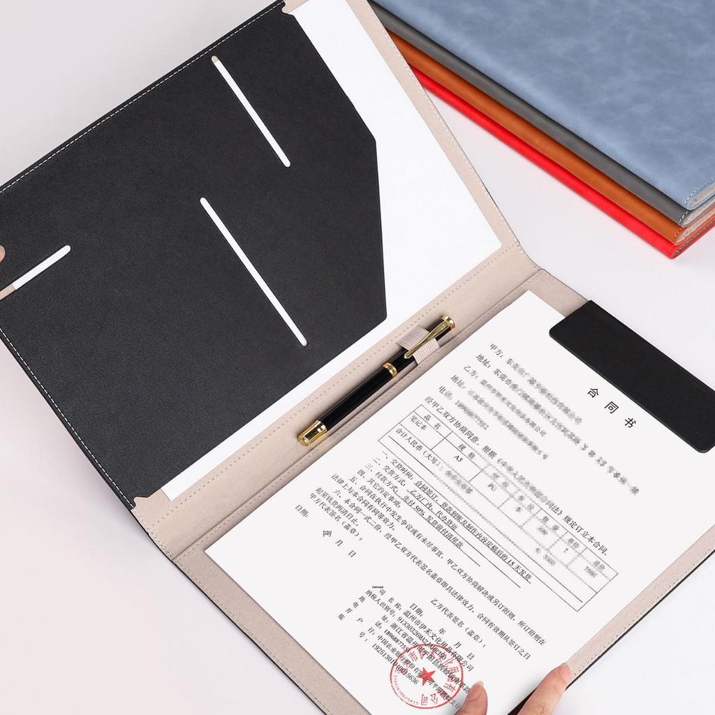 A4 Multifunctional Document Folder with Custom Clip and Logo Print.