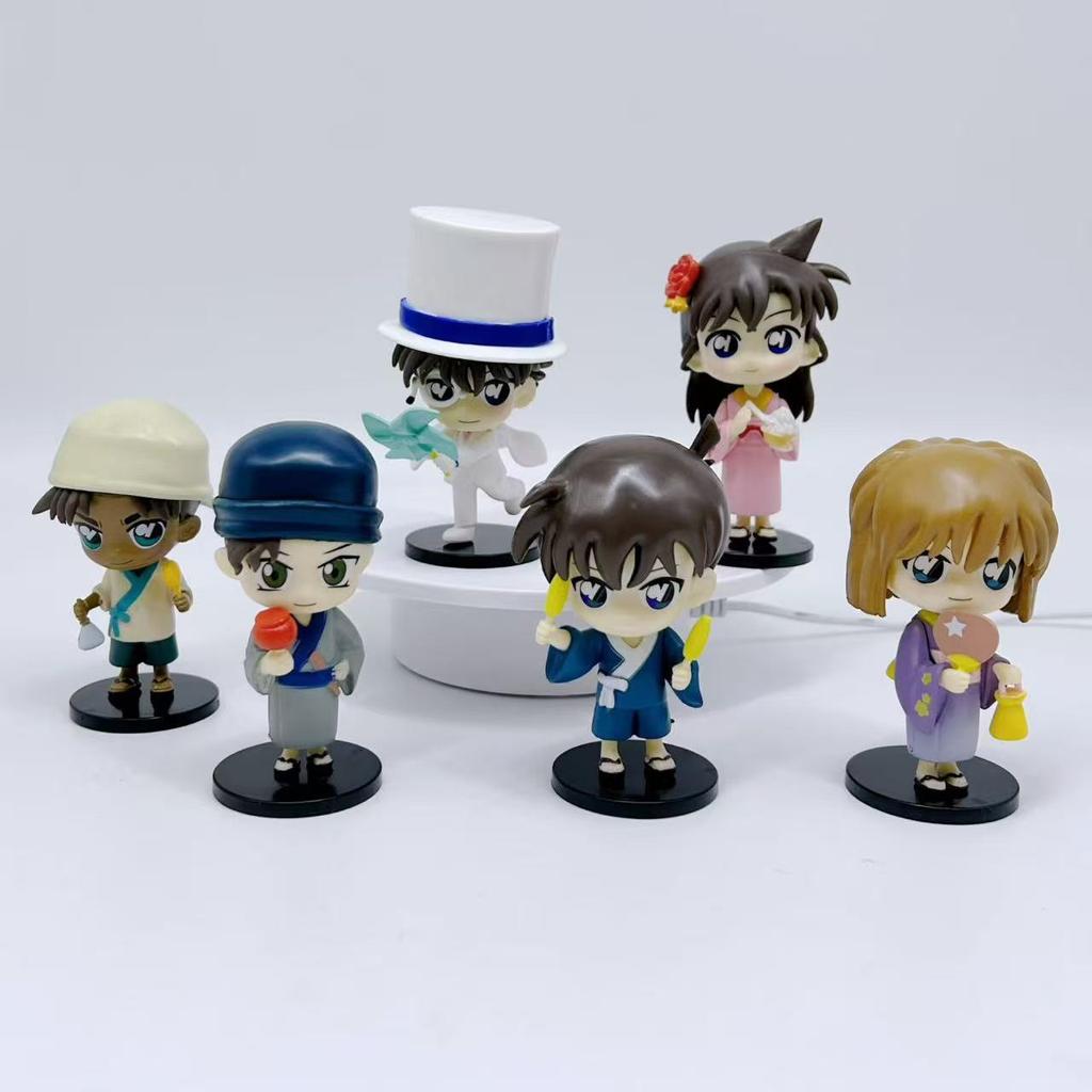 The Action Figure PVC Model 6pcs/set Anime Detective Conan kawaii Mini Sitting posture Toys Doll Desk Decor Collectible Gifts