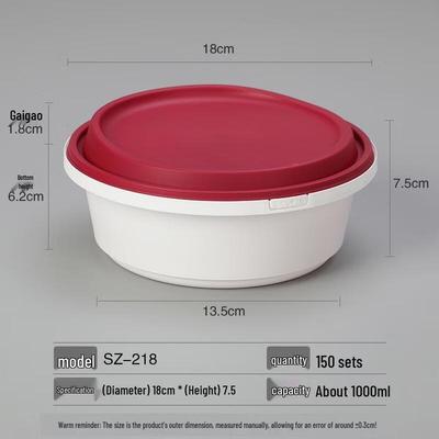 HANDUNYOU Disposable Round Takeout Container with Lid, 1000ml