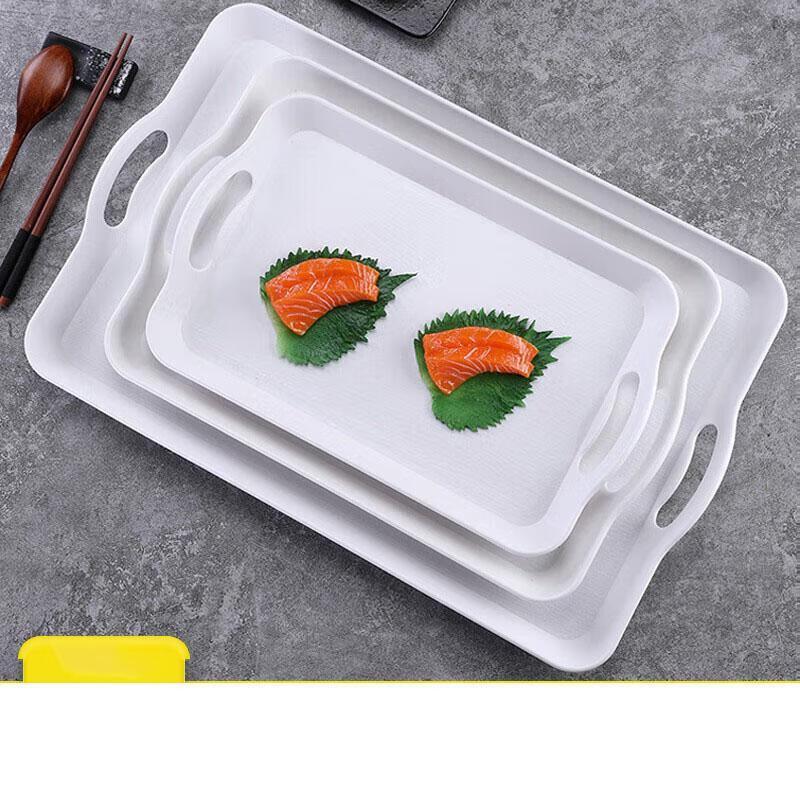 JINGRX Rectangular Melamine Serving Tray with Handles