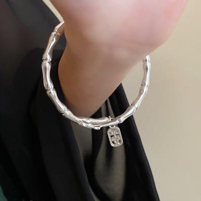 New Chinese Lotus Peace Bamboo Open Bracelet Niche High Sense Versatile Bracelet Fashion Temperament Simple Jewelry