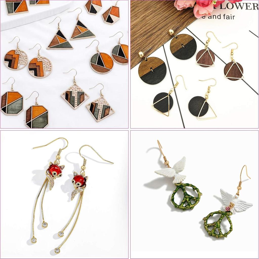 Earring Making Kit with Jewelry Hooks, Fish Hook Earrings, Backs, Jump Rings for Repair, Gifts