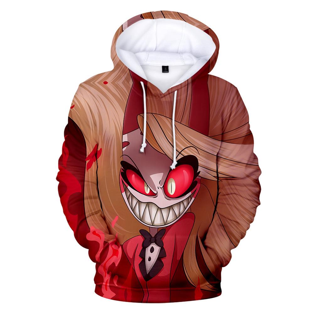 Mens Hooded Hazbin Hotel Printed Spring Autumn Streetwear Pullover Sweatshirt Fashion Hoodie Casual New Men Tracksuit Streetwear