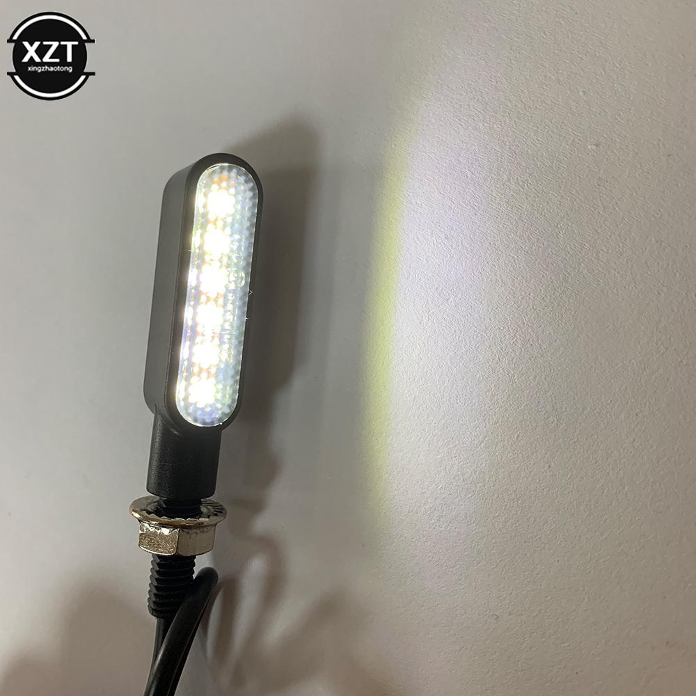 2pcs Motorcycle Mini Turn Signal Light 8mm Amber Flashing Signal Lamp 6LED Running Light for Cafe Racer Bobber Herlay Sportster