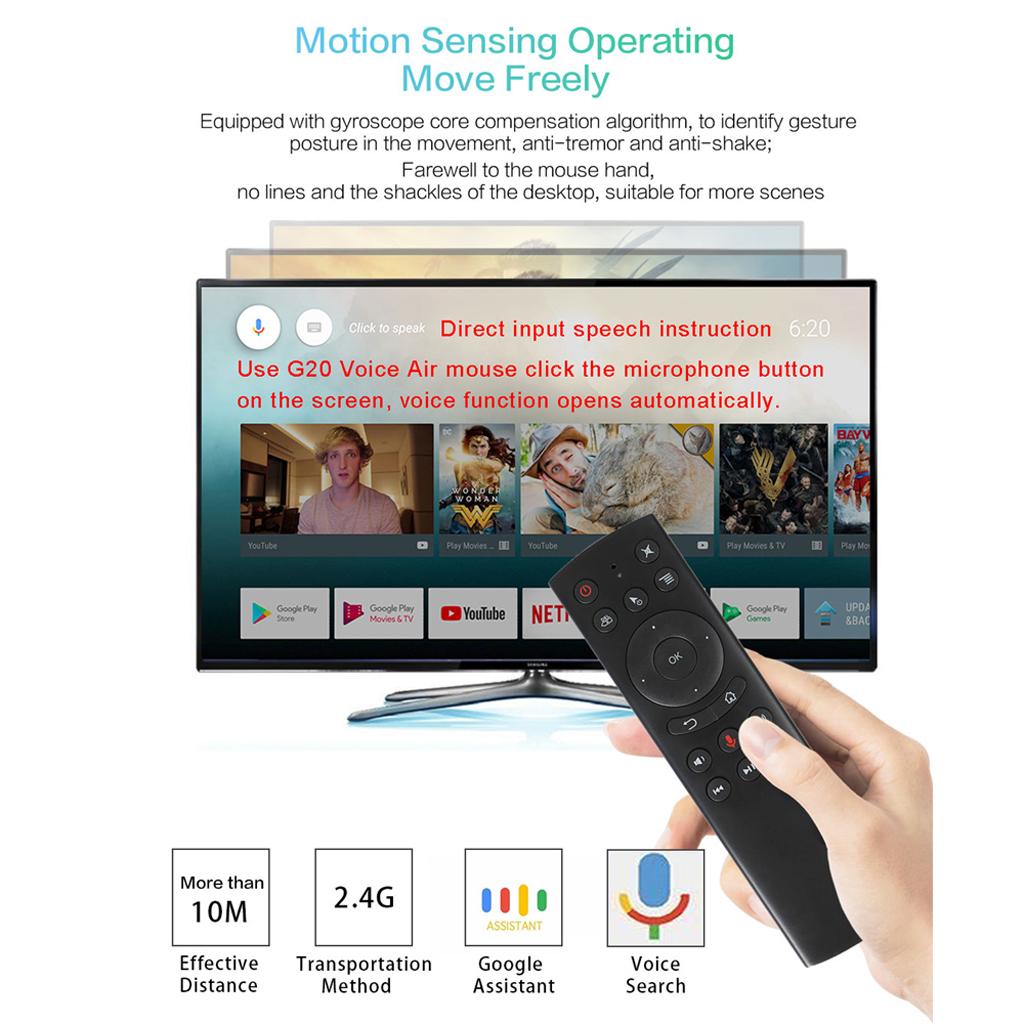 G20S Voice Control 2.4G RF Wireless Air Mouse Gyroscope Wireless for Smart Remote Keyboard For Android TV Box PC