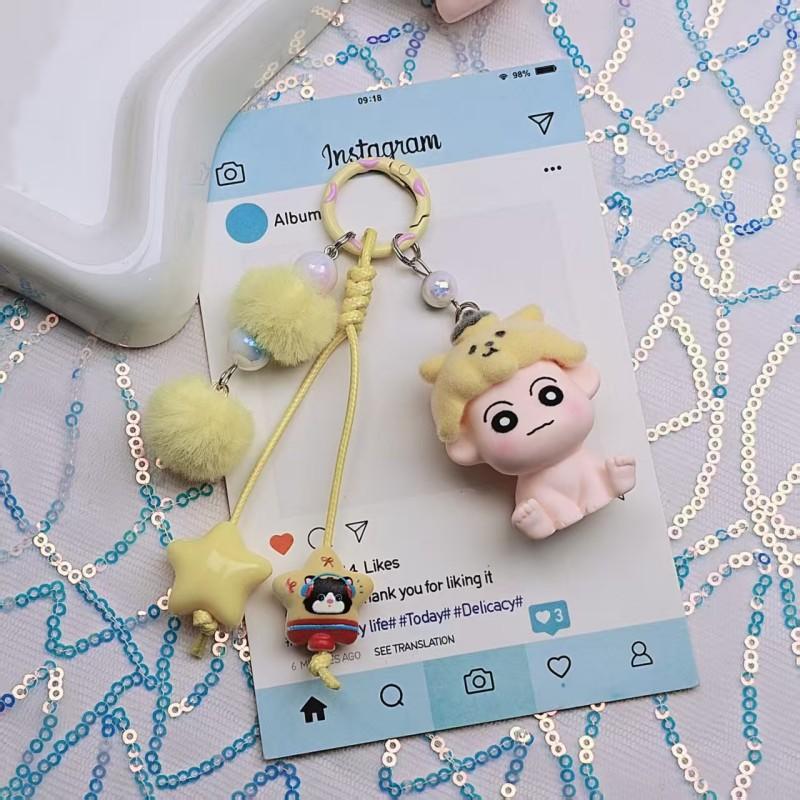 

Accessories Trendy Crayon Shin-chan Keychain Cartoon Mobile Phone Chain Keyrings Hanging Bags Keys Charms Backpack Pendent Gifts