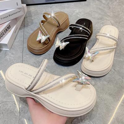 Fashion Platform Shoes Women Summer Fashion Beach Sandals Women Flip Flops Rhinestone Flat Slippers Luxury Sandals Women Designer Shoes