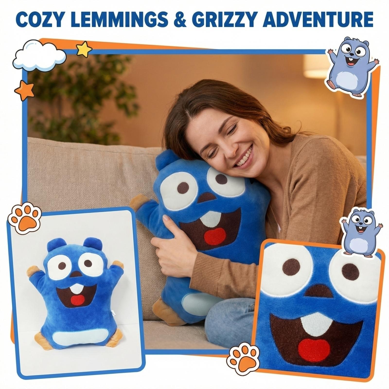 

Plush Bear And Lemming Pillows, Anime Merchandise, Plush Toys One Size