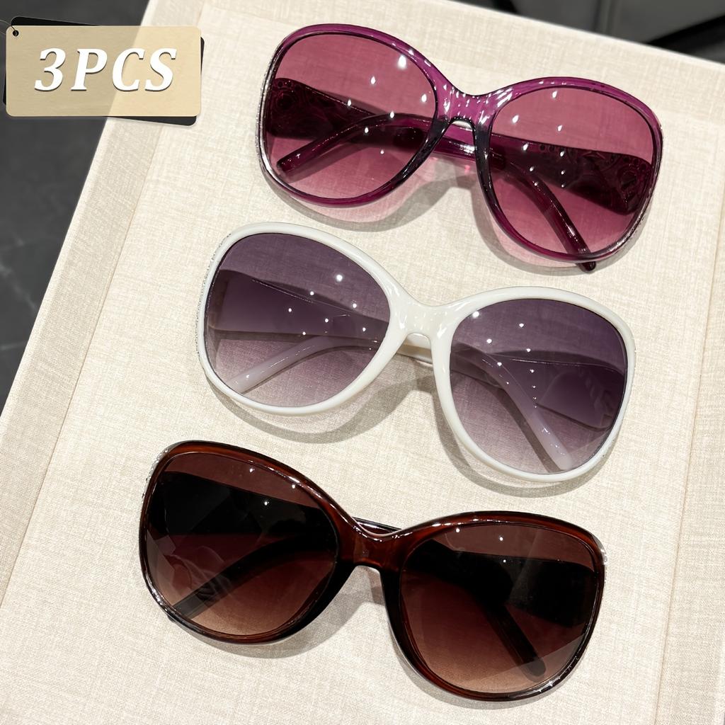 3PCS Fashionable new cat-eye women's sunglasses suitable for wearing at parties