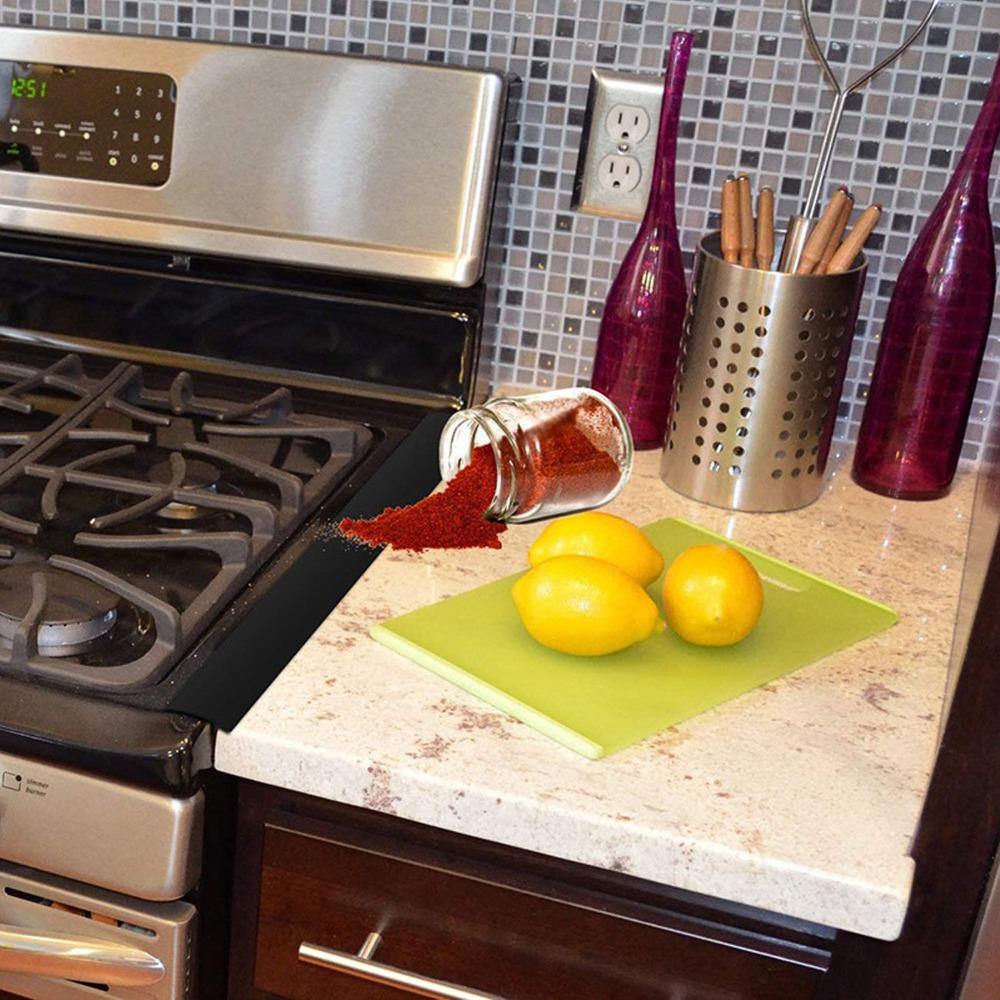 2 PCS Black Kitchen Gap Filler Strip T Shaped Stove Gap Filler Kitchen Stovetop Cooktop