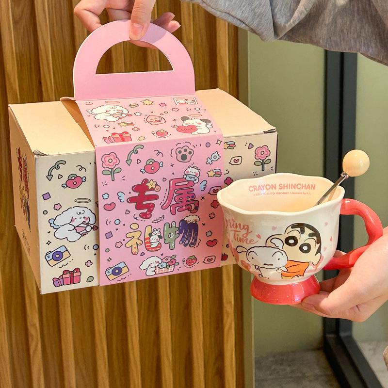 Crayon Xiaoxin Joint Water Cup Girls High Value Mug Couple Ceramic Water Cup Birthday Gift Souvenir
