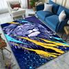 Abstract Blue Lion with Fierce Gaze Patterned Carpet, Suitable As a Non Slip Play Mat for the Living Room and Bedroom Sofa