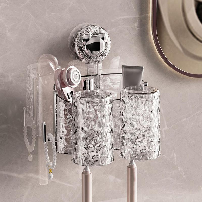 

Стеллаж для хранения принадлежностей для ванной комнаты на 2/3 чашки, настенный, без маркировки, без перфорации, держатель для зубных щеток с тремя присосками