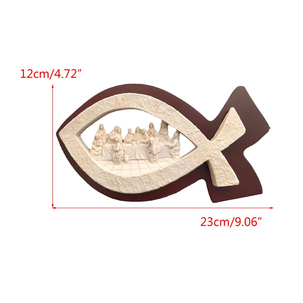 Fish Shape Last Supper Scene Statue Decorative Sculpture Ornaments Supplies for Festival Holiday New Year Party
