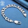 925 Sterling Silver 12mm Side Chain Bracelet Jewelry