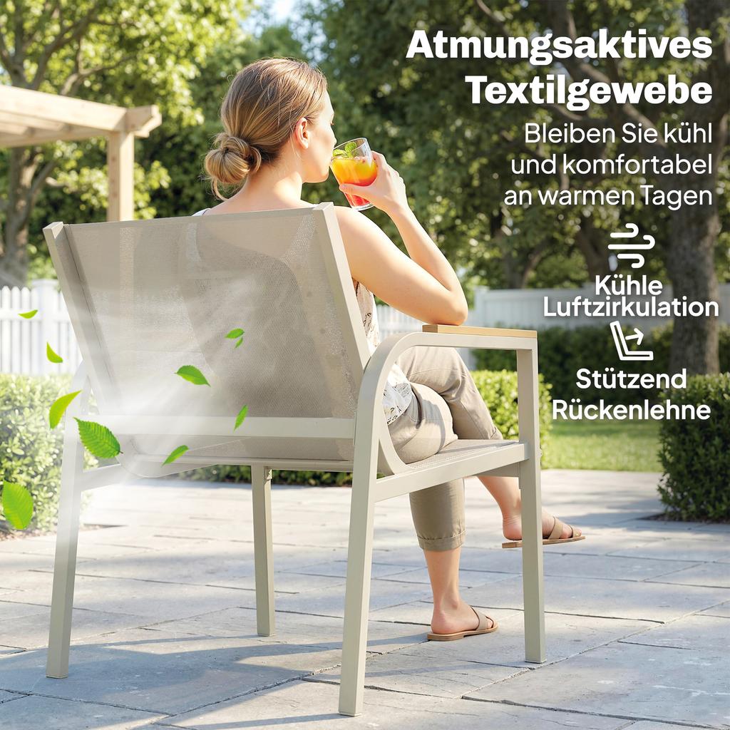 Garden Furniture Set Weatherproof Metal Seating Group for 4 People Garden Lounge with 2-Seater Sofa 2 Armchairs Side Table Green