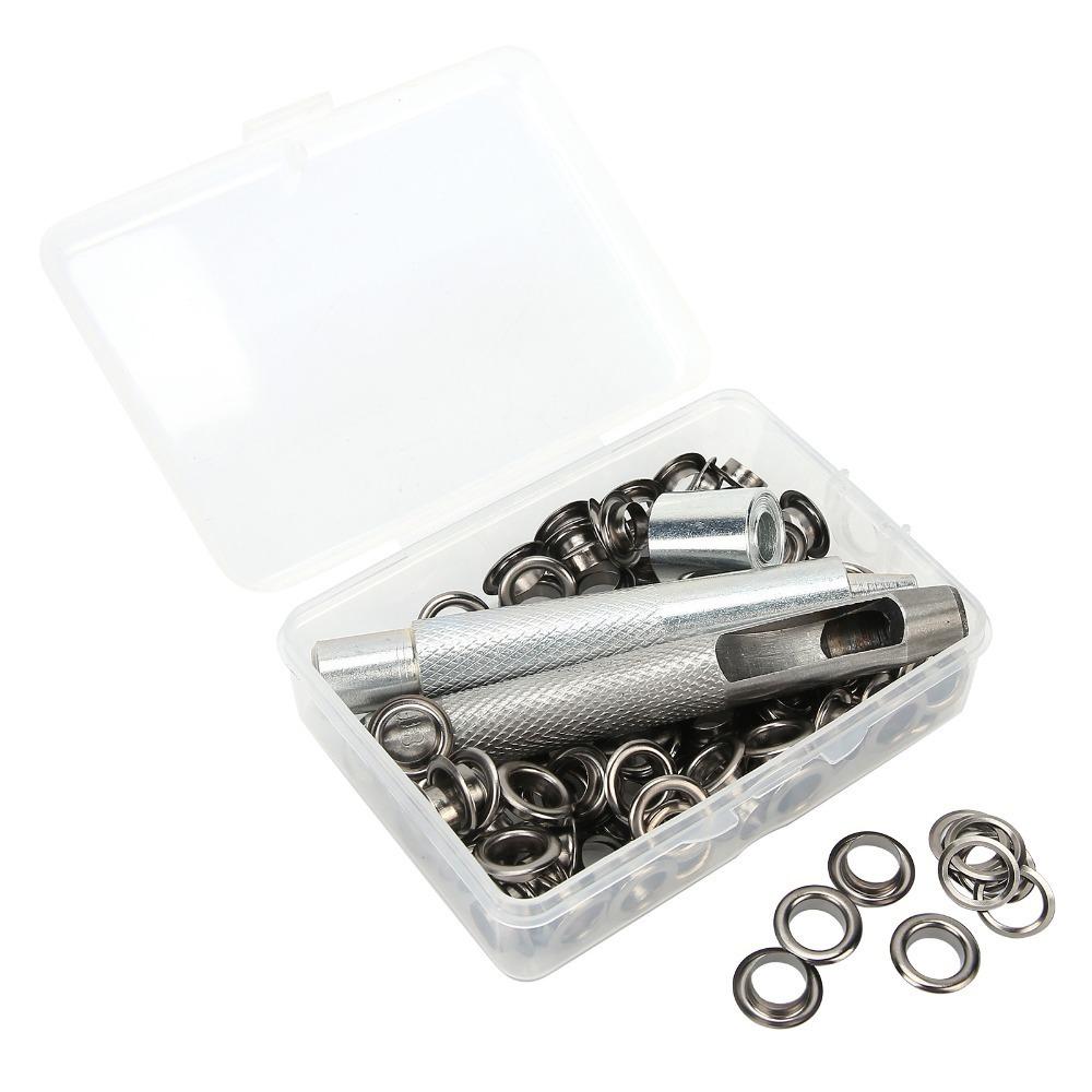 100pcs Clothing Grommets Grommet Eyelet Kit Plastic Storage Box Hole Punch Tool For DIY Projects
