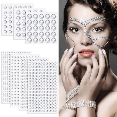 Selbstklebende Gesichts- & Körpersteine, Funkelnde Strass-Sticker für Party-Make-up, Festivals, Fotos, Einfach anzubringen & zu entfernen