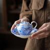 Song Yu Blue and White Ceramic Teapot and Teacup Set