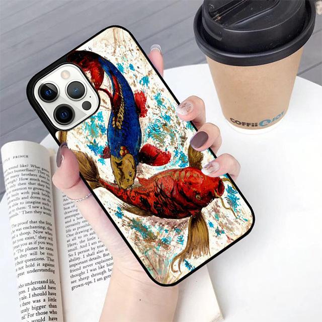 Koi Carp Fish Japanese Skull Tattoo Phone Case Cover for iPhone 17 Air 16 16e 15 12 11 13 14 Pro Max Apple Plus
