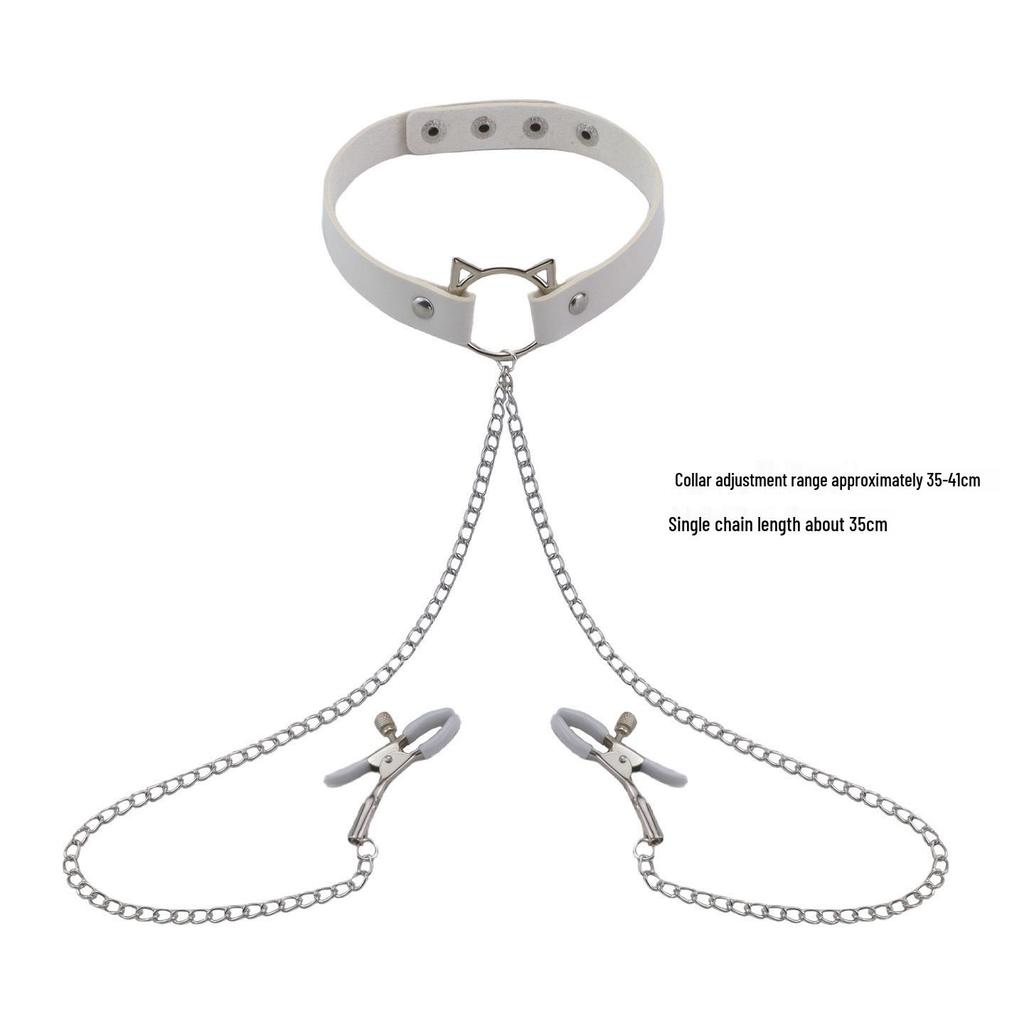 Elegant Choker with Nipple Clamps: Adult Training & Flirting Toy for Couples