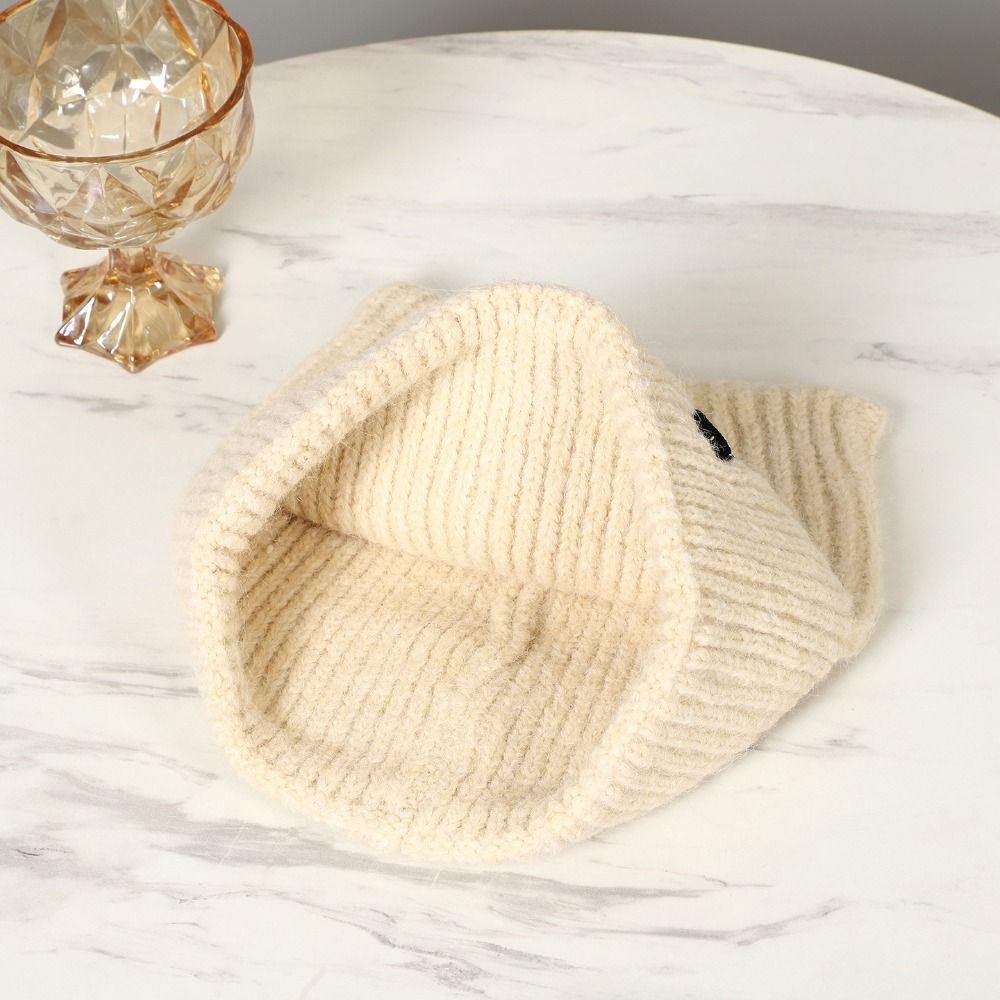 Embroidered Cat Cat's Ears Knitted Hat Soft Woolen Hat Sweet Warm Cap  Outdoor