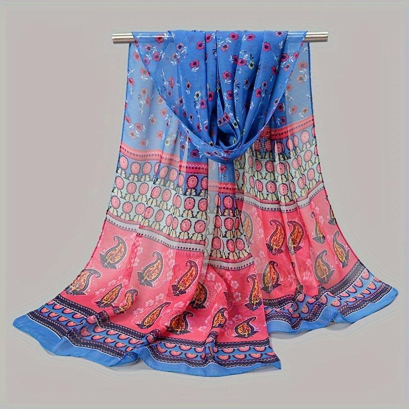 Fashion Printed Paisley Chiffon Hijab Scarf Women Pareo Lady Bandanas Beach Towels Summer Muslim Veil Wrap Female Foulard