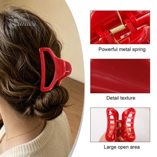 Non-slip Hair Clip Back Head Claw, Hollow Design Shark with Anti-slip Thick Claw Teeth, Lightweight Acrylic Shower for Long Macaron Color