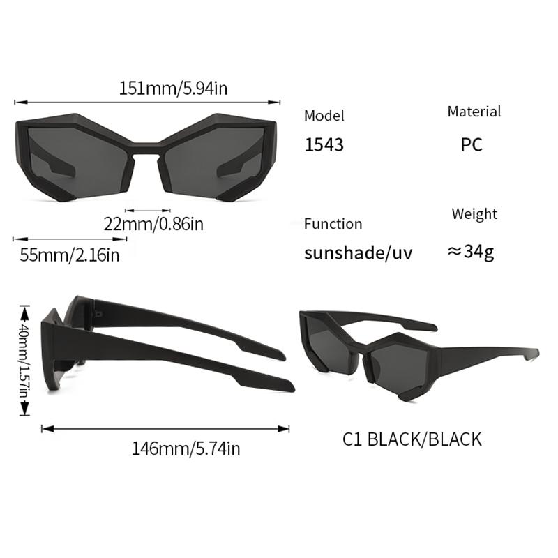 1 pair of retro diamond-shaped glasses Sun shades Outdoor Street Sun shades Fashion Women's Sun shades Black sunglasses
