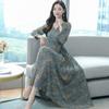 Korean Version of the New Autumn Big Swing Dress for Women's Medium and Long Styles, Thin Waist, Middle-aged Man, Mother Dress Long
