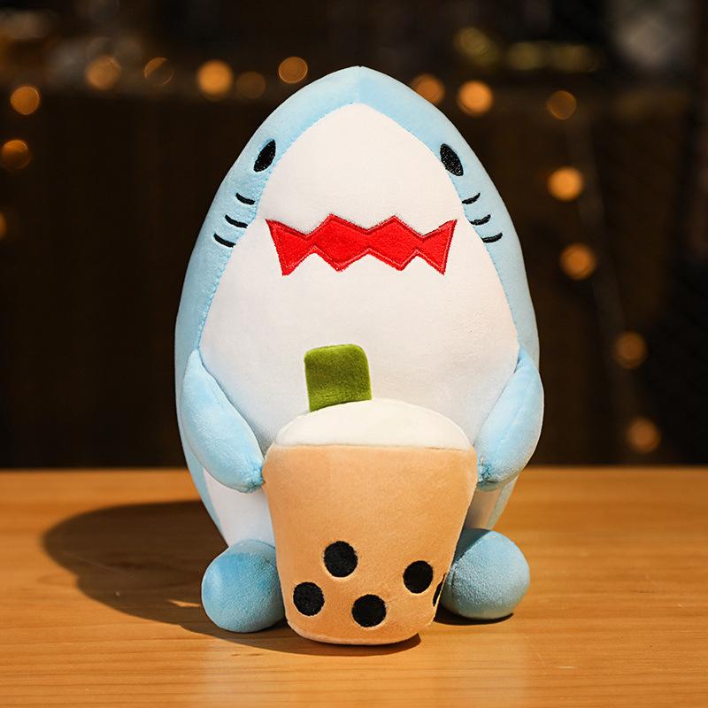 

Cute Animal Polar Bear Cat Milk Tea Doll Plush Toy Shark Doll Children Soothing Pillow Rag Doll 25cm（0.4kg）