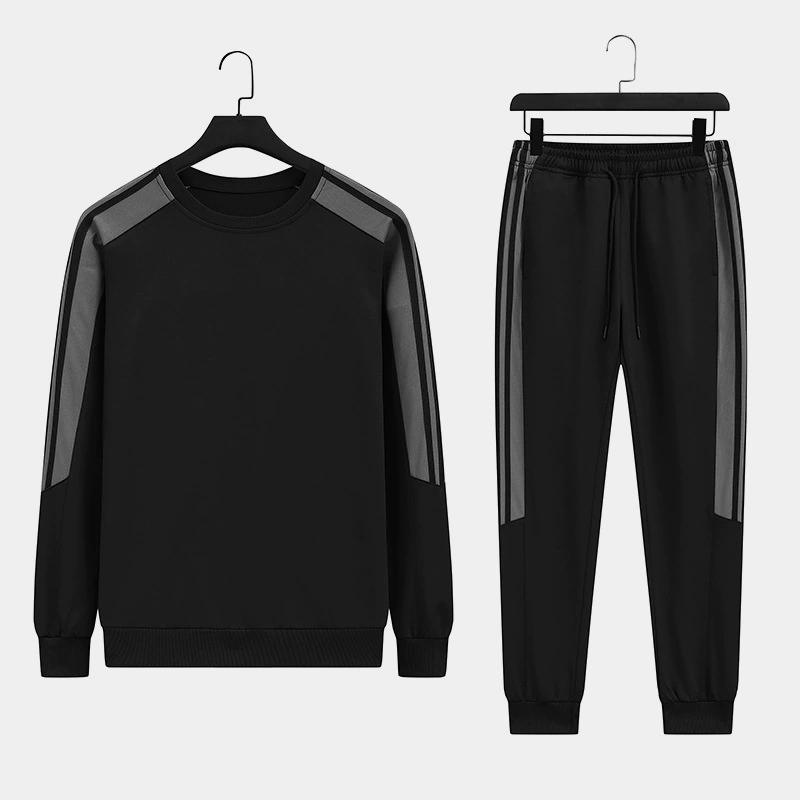 

Мужской комплект с капюшоном, мужской повседневный спортивный комплект из двух предметов с круглым вырезом и пуловером M чёрный