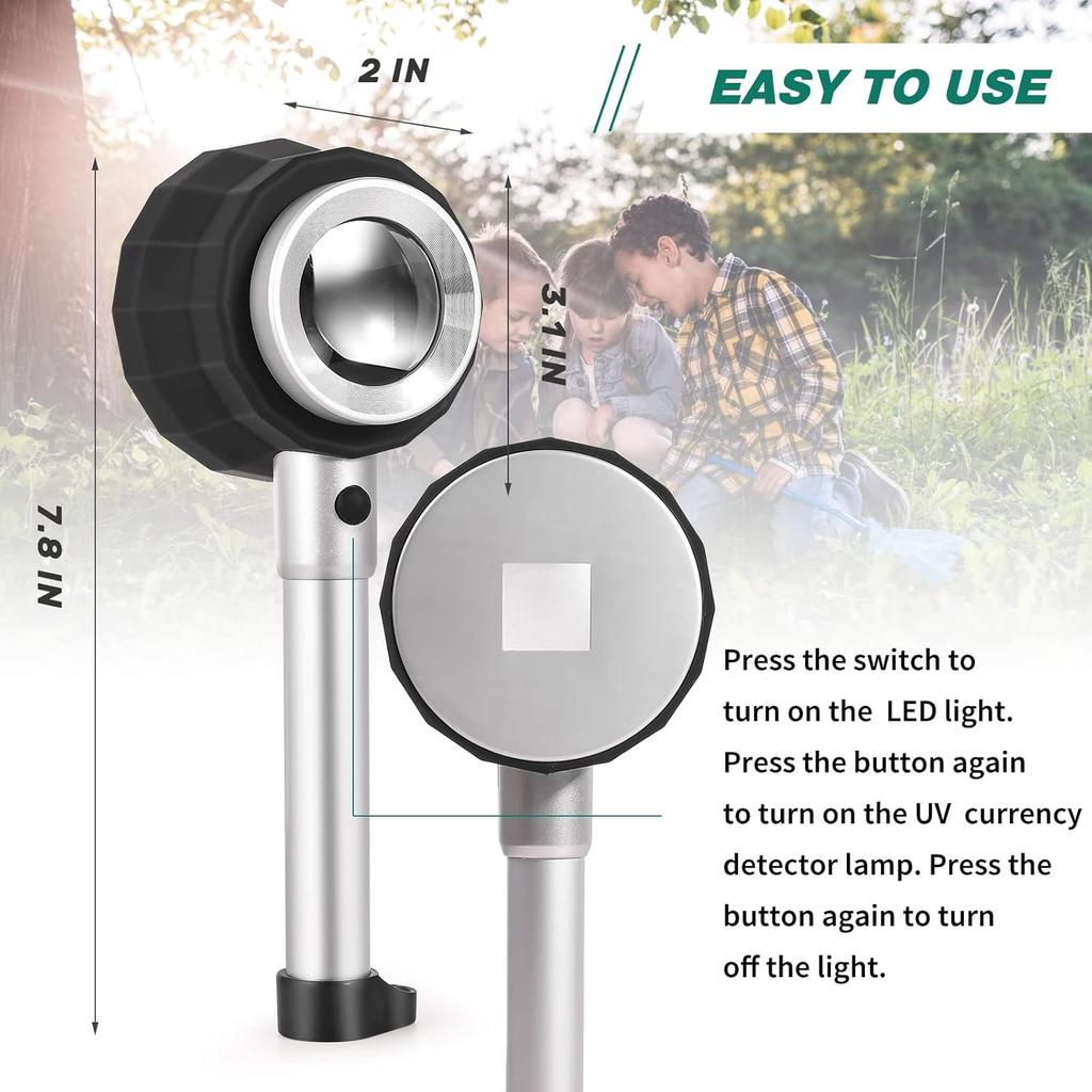 30X Handheld Magnifier with 6 Light, Jeweler Loupes Lighted Magnifying Glass-USB Rechargeable for Seniors Reading Coins Crafts Jewelry Hobbies