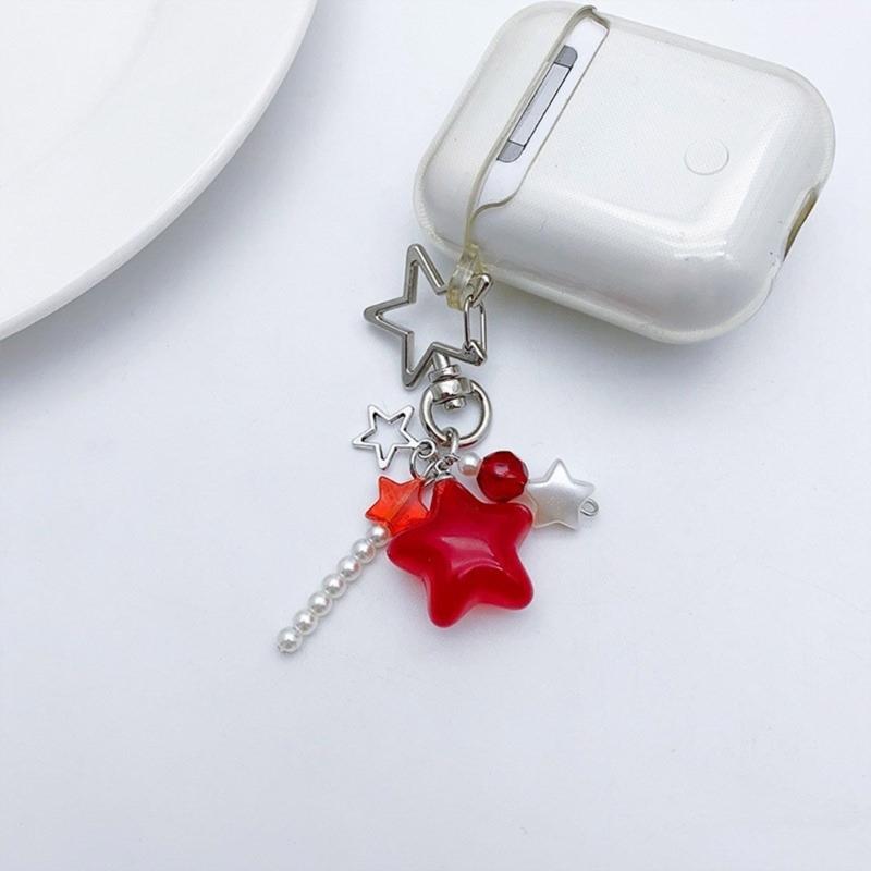 Candy Color Phone Lanyard Jelly Star Pendant Wrist Strap Detachable Phone Chain Keyring Portable Accessory for Women