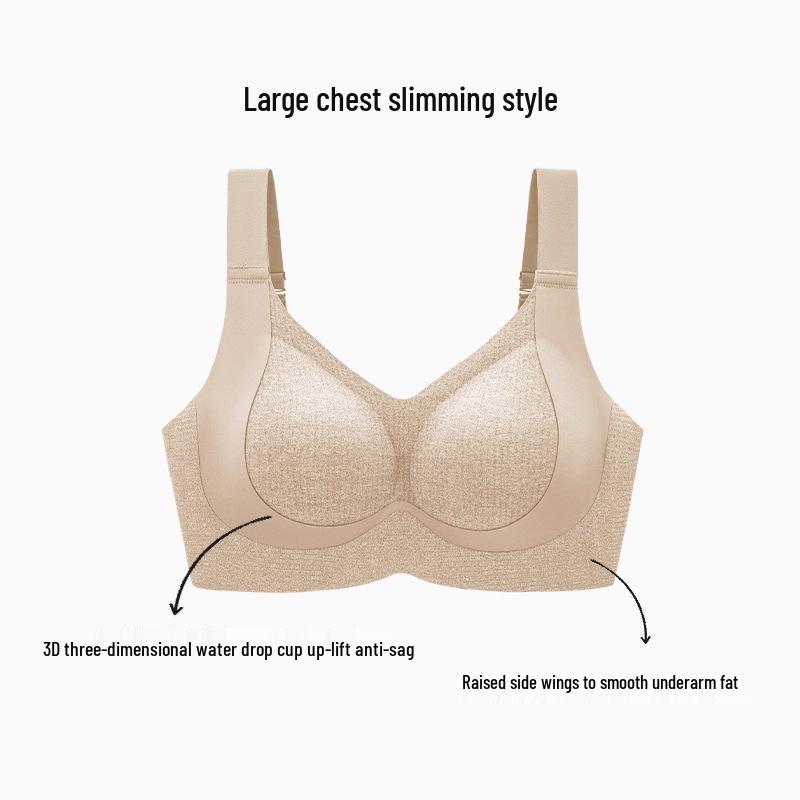 Plus Size Seamless Full-Cup Bra: Minimizing, Anti-Sagging, Adjustable Support for Large Busts.