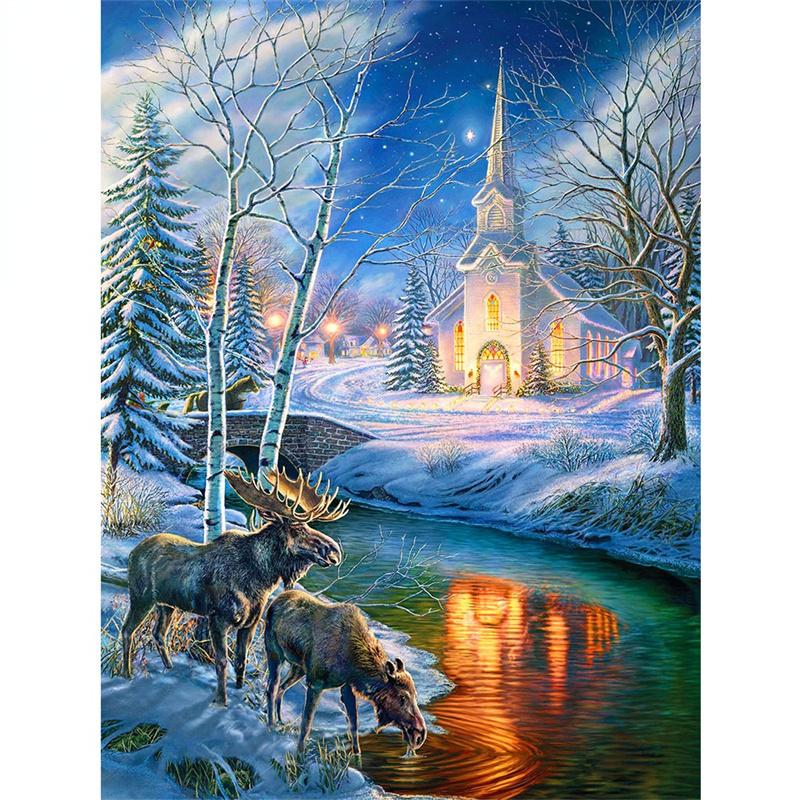 5D DIY Diamond Painting Purple Scenery Girl Art Diamond Embroidery Cross Stitch Kit Full Rhinestone Mosaic Home Decor