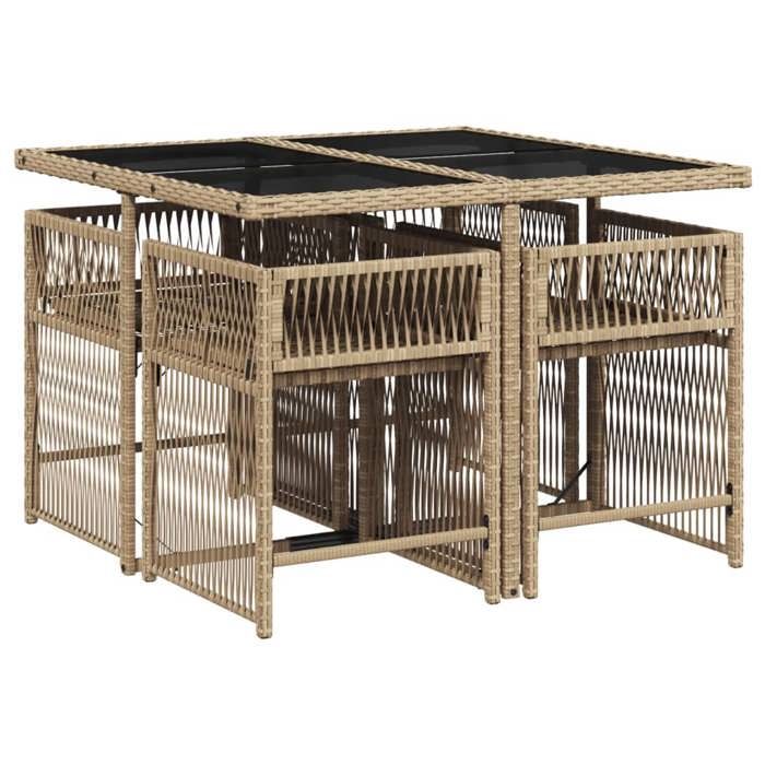 VidaXL Ensemble à Manger de Jardin avec Coussins 5 pcs, Table et Chaises à Dossier Rabattable, Meubles d'Extérieur Patio 3211620
