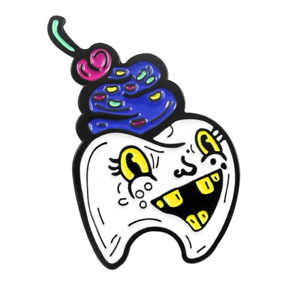 

Talos Смешной Мультфильм Зуб Эмаль Брошь Pin Унисекс Джинсовая куртка Воротник Рюкзак Значок