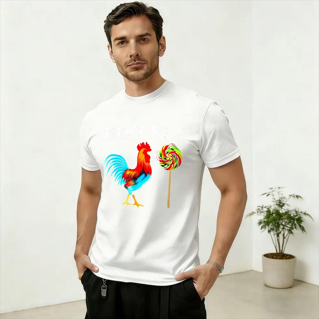 Funny Rooster Pattern Unisex T Shirt Novelty Tees Short Sleeve Crewneck TShirt 100 Cotton Printed Clothes