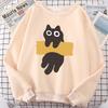 Fun Adhesive Tape Cat Cute Print Cartoons Hoody Men Women Hoodie Autumn New Hoodies O-Neck Loose Clothes Sweatshirts