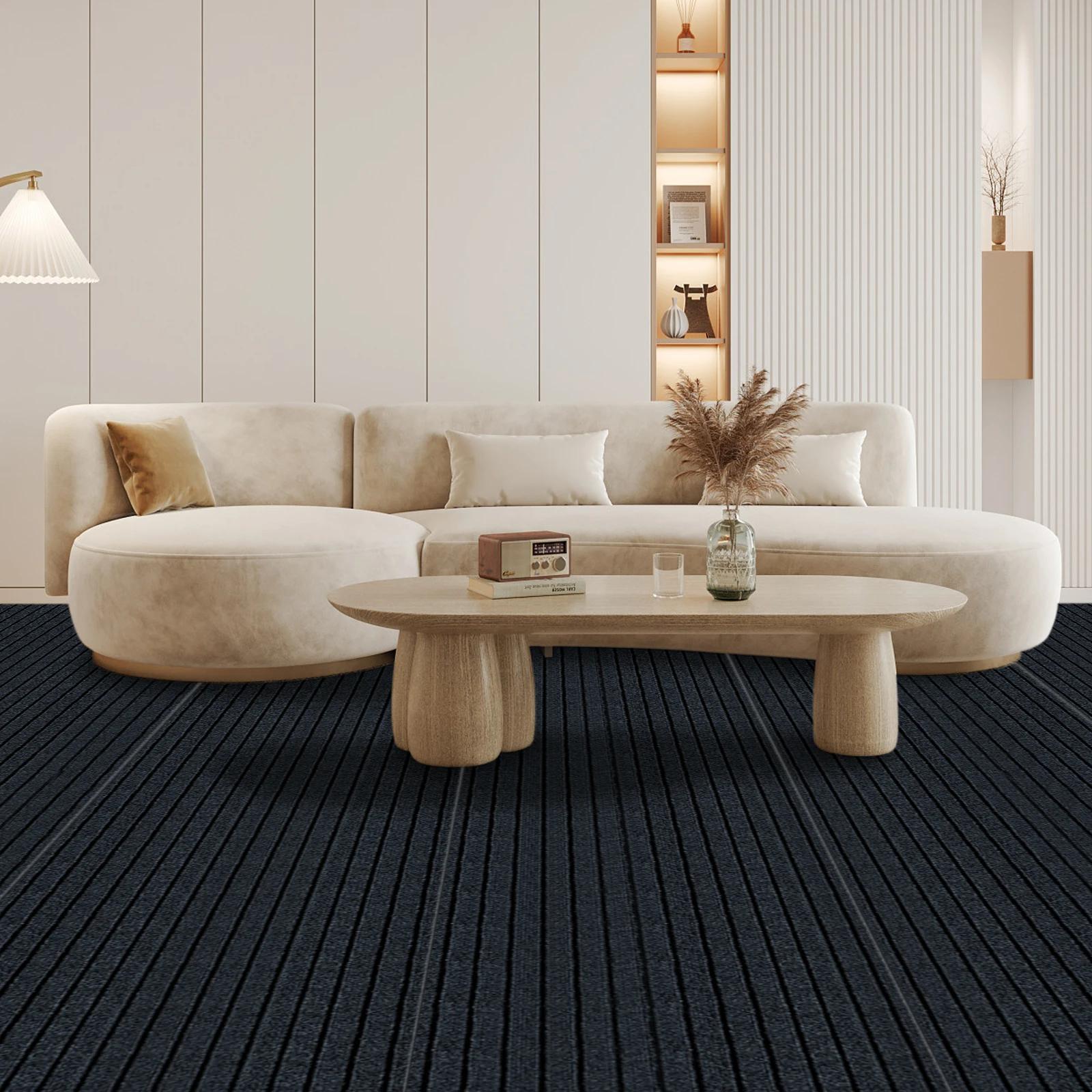 

Long Non-Slip Rug Runner 6m x 70cm Striped Floor Mat for Indoor Stairs & Hallways - 5mm Thick Black Anti-Skid Protective Cover чёрный