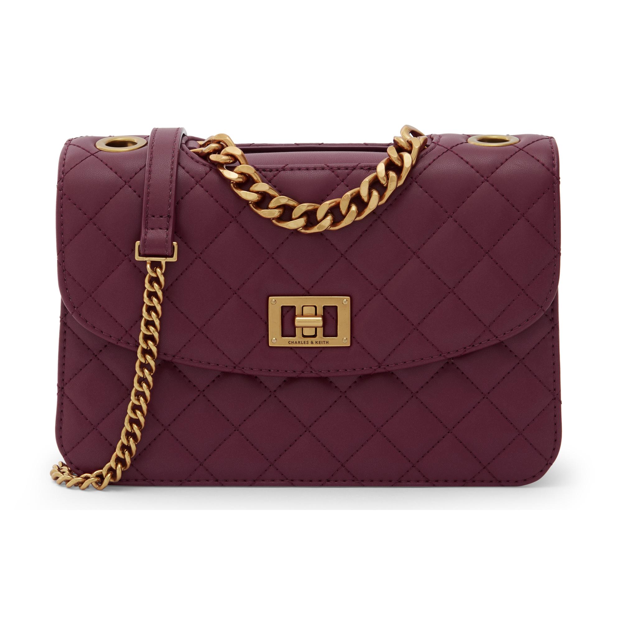 

New CHARLES&KEITH Wedding Collection PU Charles & Keith Bag Crossbody Bag Small Women s Black/Burgundy Wine Red/Ivory CK2-70701136-2 21.1*8.1*13.0CM