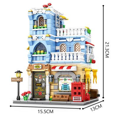 Hotel Building Blocks Inn Architectural Building Blocks Girls Toy City Series Assembly Miniature Puzzle Model Boys Toy Kids Toy